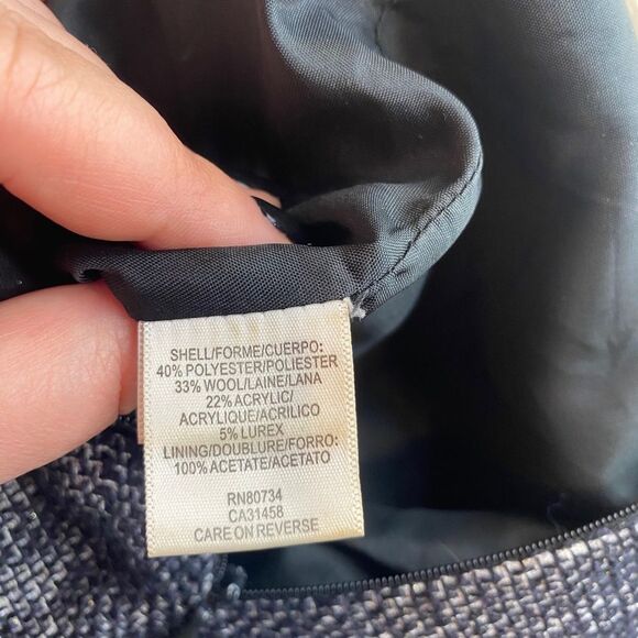 BCBG Tweed Wool Botton Front Skirt Size 0 Blue and White Lined - Picture 4 of 7